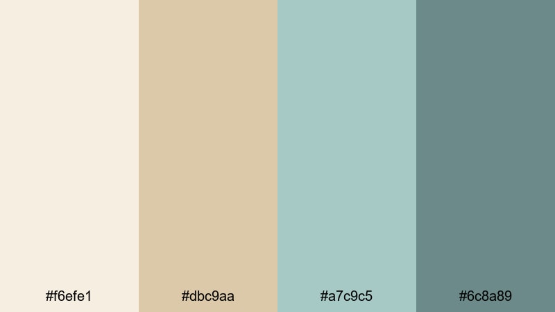 seafoam sand whisper sand color palette with hex codes