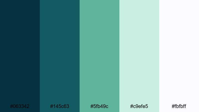 seafoam storytime green navy blue color palette with hex codes