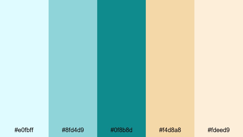 seafoam vows and champagne light teal gold color palette with hex codes