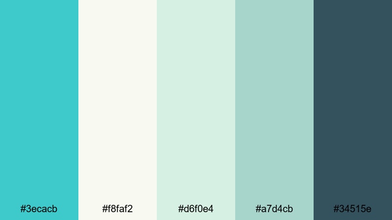 seaglass storyboard turquoise blue color palette with hex codes