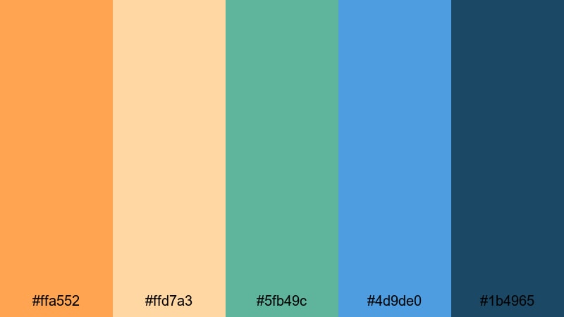 seagrass horizon calm blue green orange color palette with hex codes