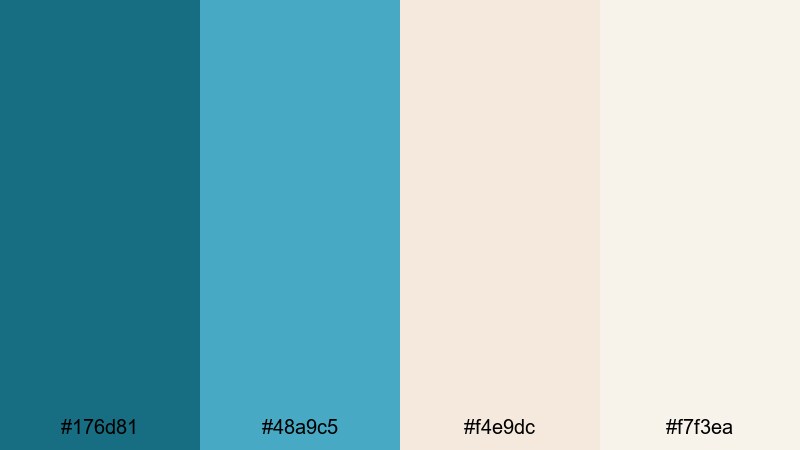 seashell boardwalk calm sea blue color palette with hex codes