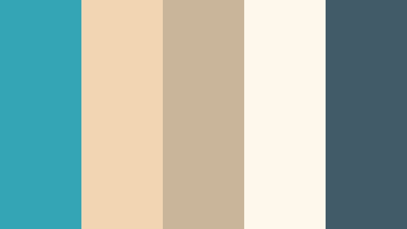 seashell boardwalk stroll turquoise and sandy beige resort color color palette with hex codes