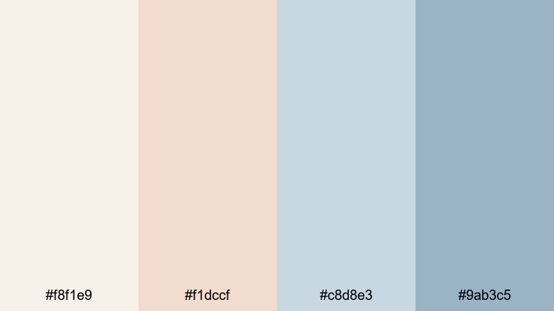 seashell storytime beige blue color palette with hex codes