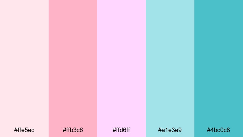 seashell sunrise glow pink turquoise color palette with hex codes