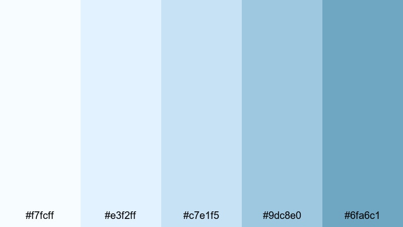 seashell tide calm pale blue color palette with hex codes