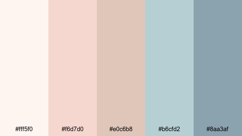 seashell whisper tones beach color palette with hex codes