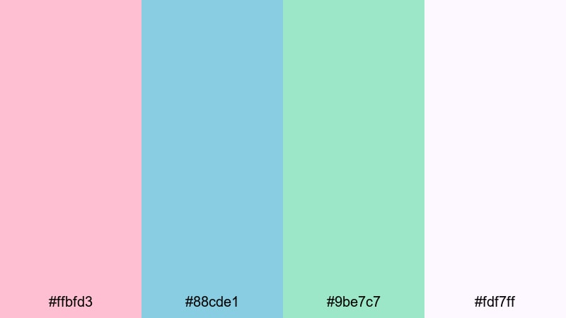seaside blush breeze blue green pink color palette with hex codes