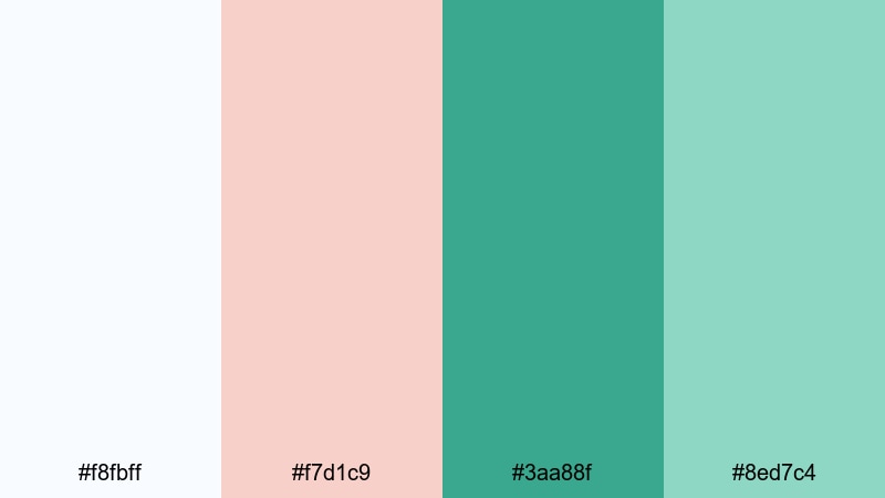 seaside foam whisper coral green color palette with hex codes