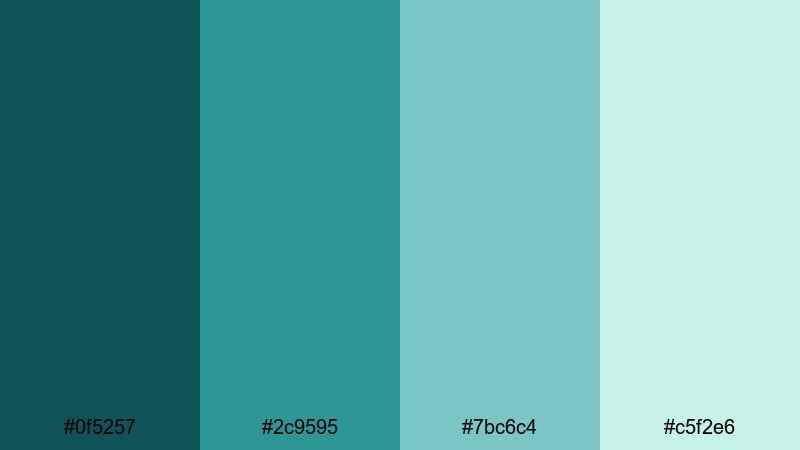 seaside glass reflections blue green color palette with hex codes