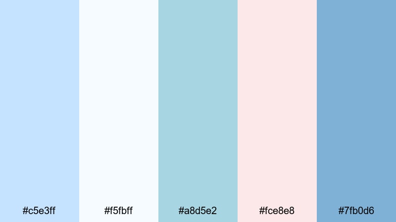 seaside mist calm pastel blue color palette with hex codes