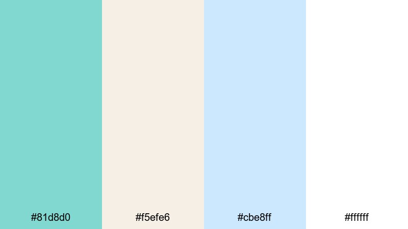 seaside morning glow tiffany blue color palette with hex codes