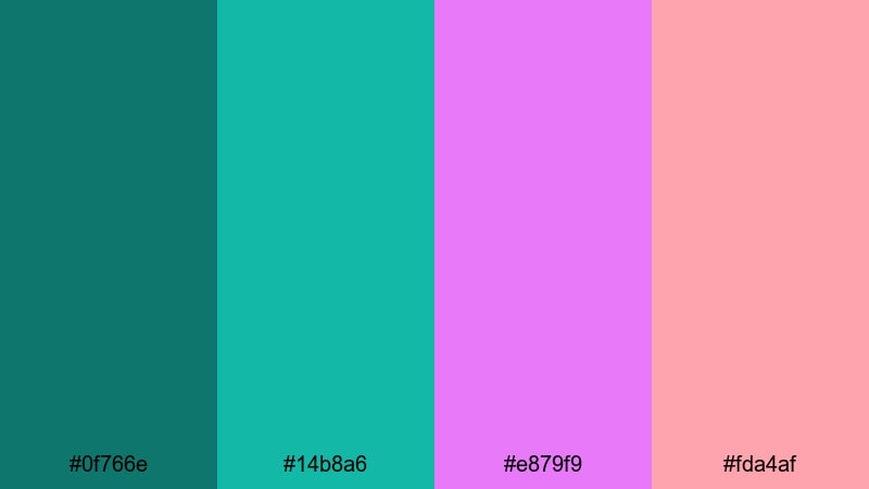 seaside orchid mist teal magenta color palette with hex codes