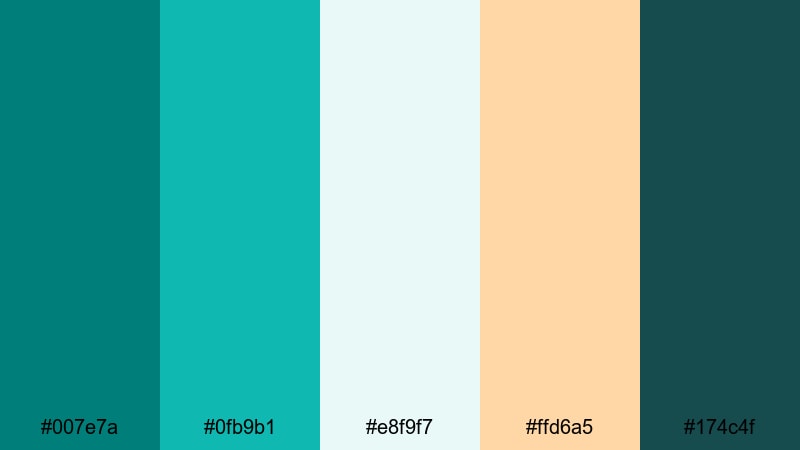 seaside studio glow teal green color palette with hex codes