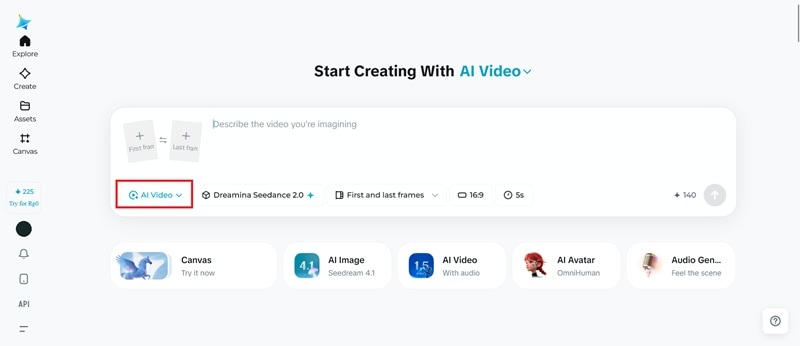 access seedance 2.0 in dreamina website