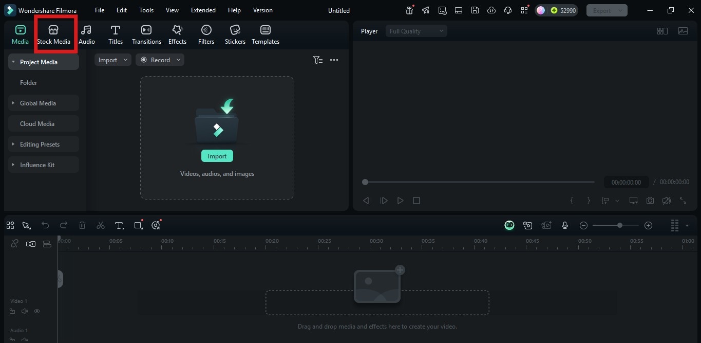 accessing filmora stock media