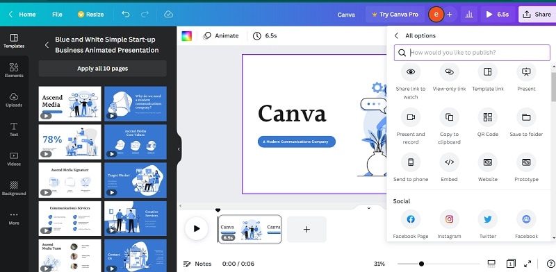 select present in canva
