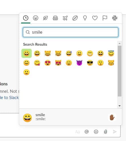 اختيار رمز Emoji في برنامج Slack