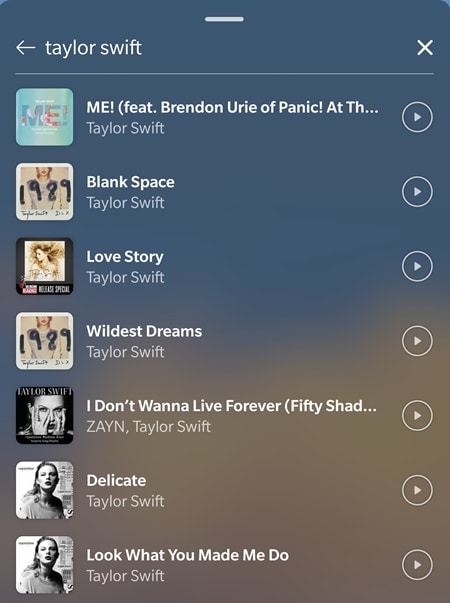 Seleccionar canciones de Taylor Swift