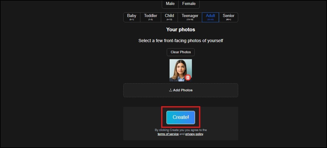 creating selfie