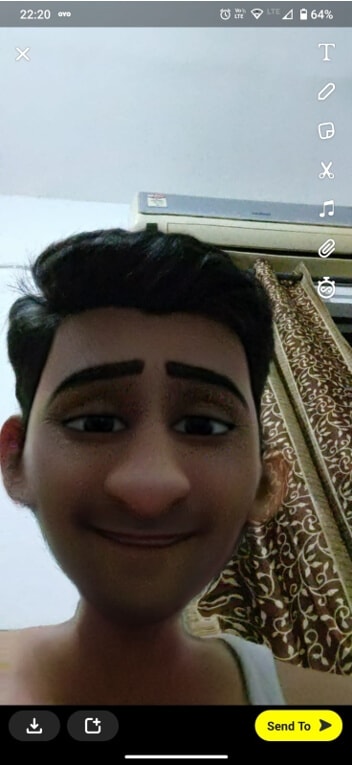 send Snapchat cartoon face