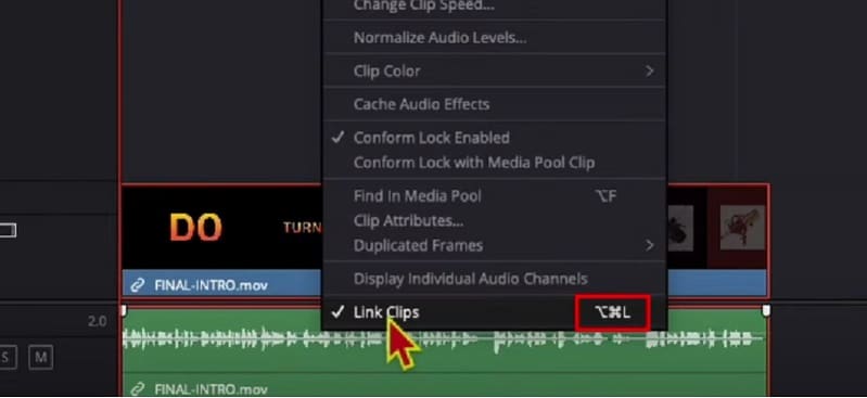 uncheck link clips