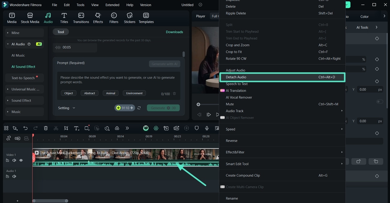 detach audio from video
