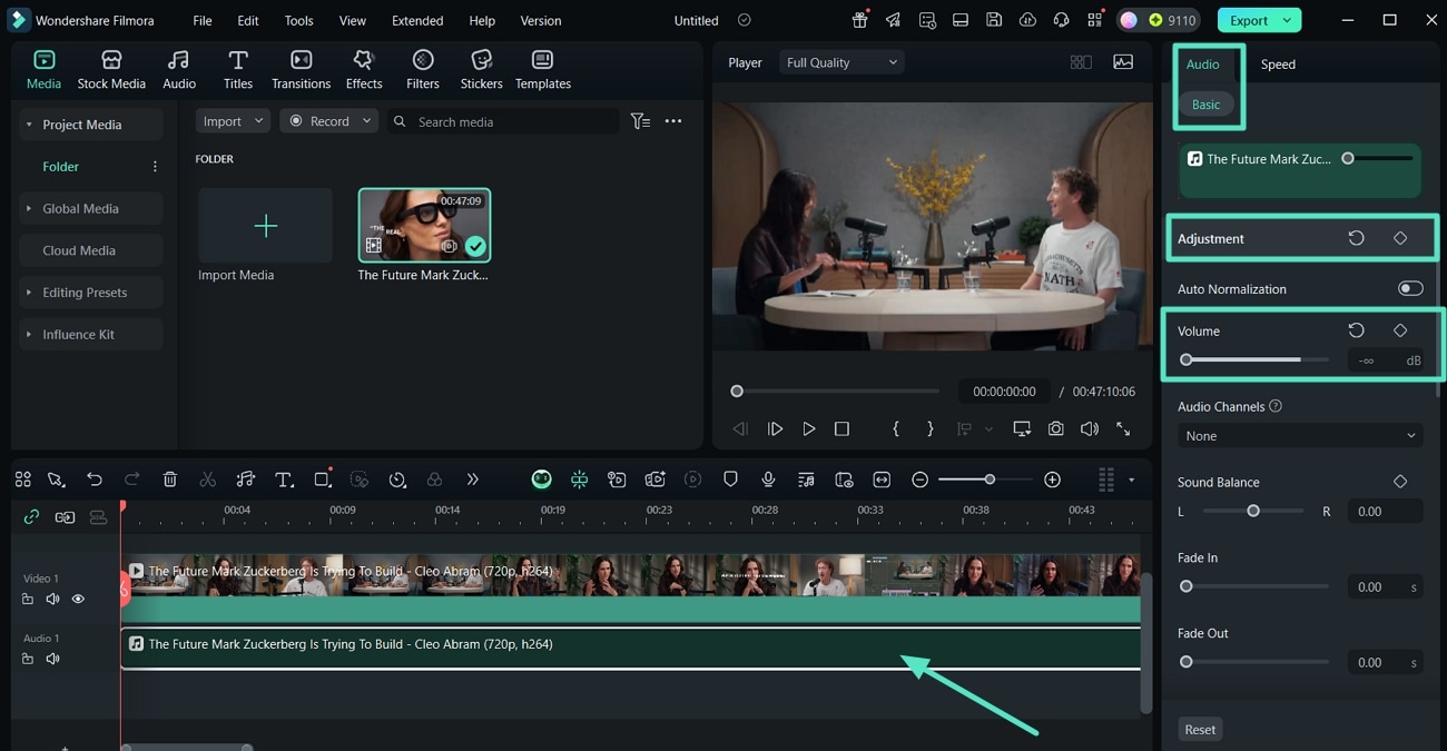 adjust volume of detach audio