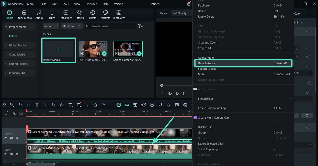 detach audio from multiple videos