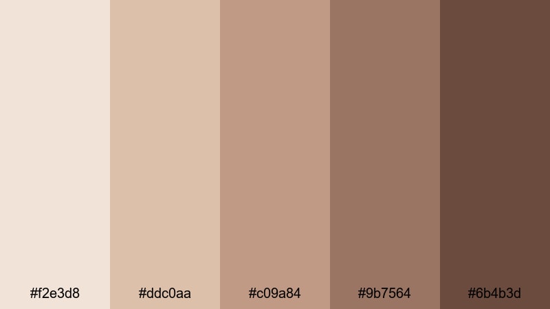 sepia blush memories beige pink color palette with hex codes
