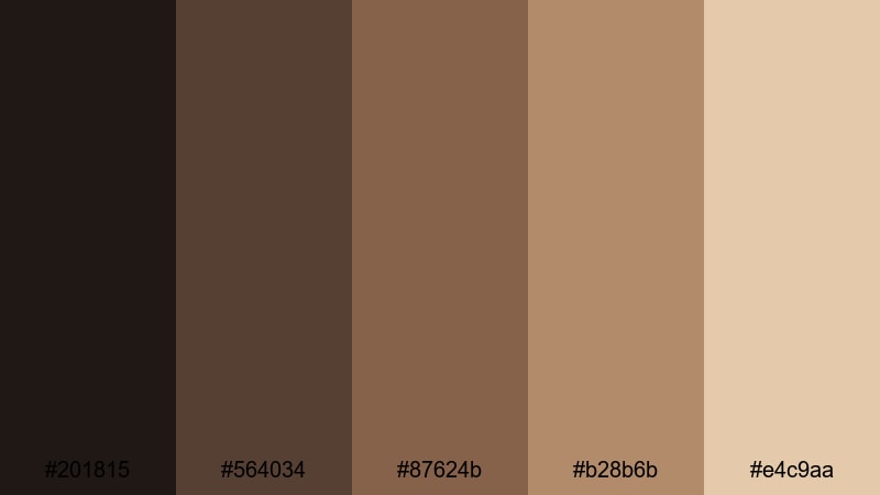 sepia daydream balcony dark academia color palette with hex codes