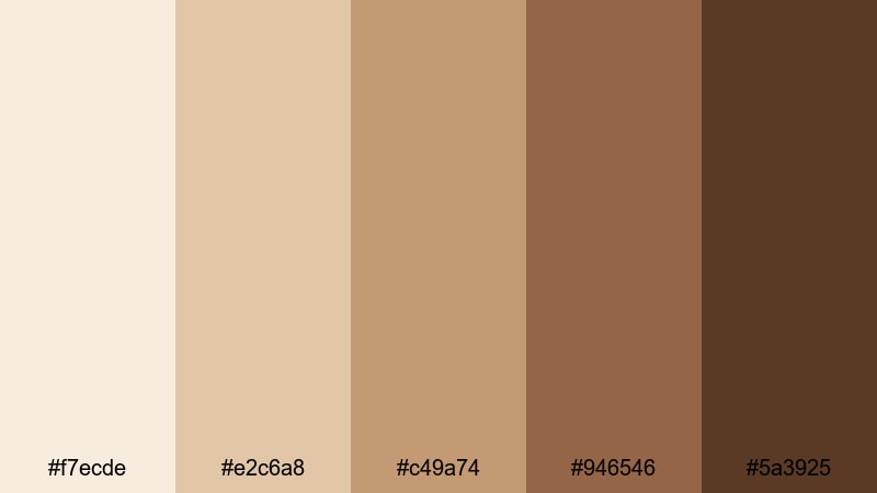 sepia letterbox love cream white color palette with hex codes