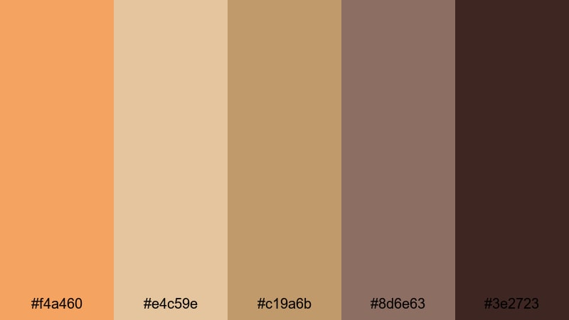 sepia story romance sandy brown color palette with hex codes