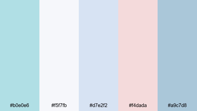 serene bedroom light powder blue color palette with hex codes