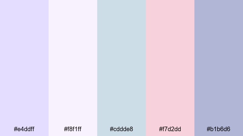 serene bedroom pastels lilac lavender color palette with hex codes