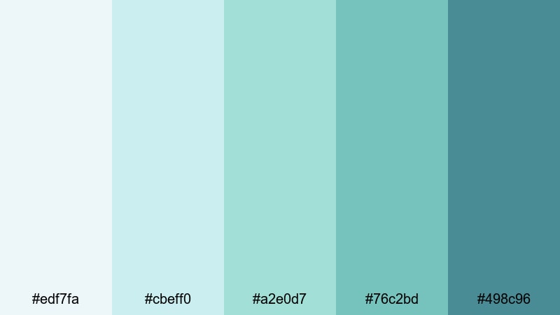 serene studio light blue mint green color palette with hex codes