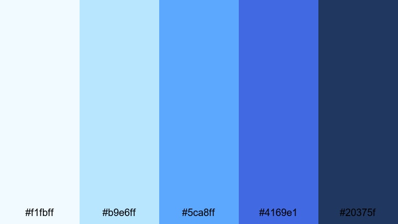serene tidal lullaby royal blue color palette with hex codes