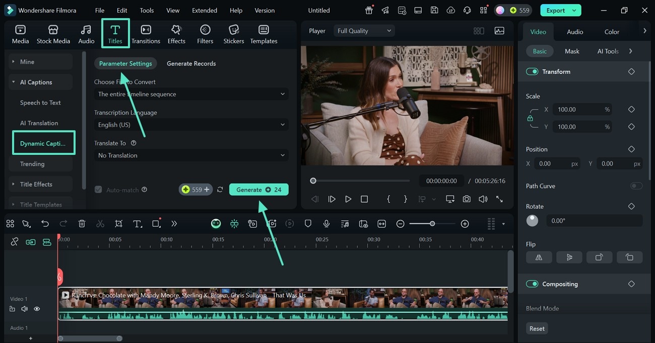 generate dynamic captions