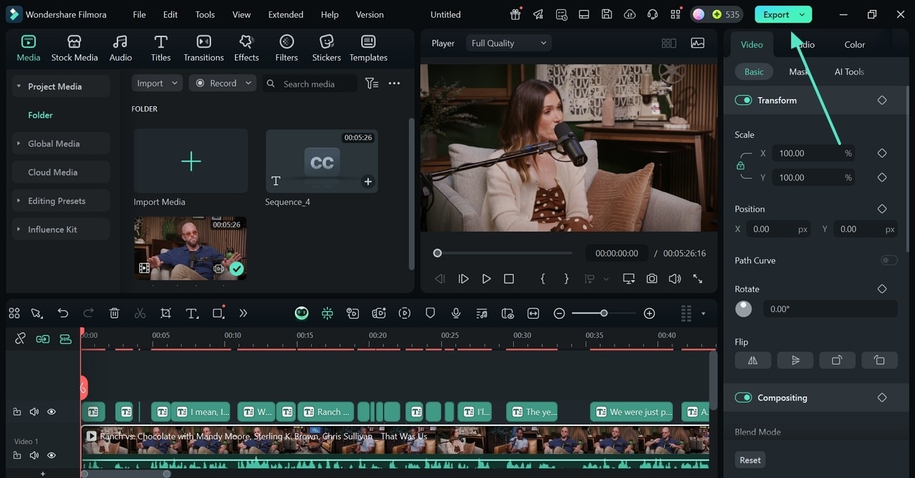 export the video