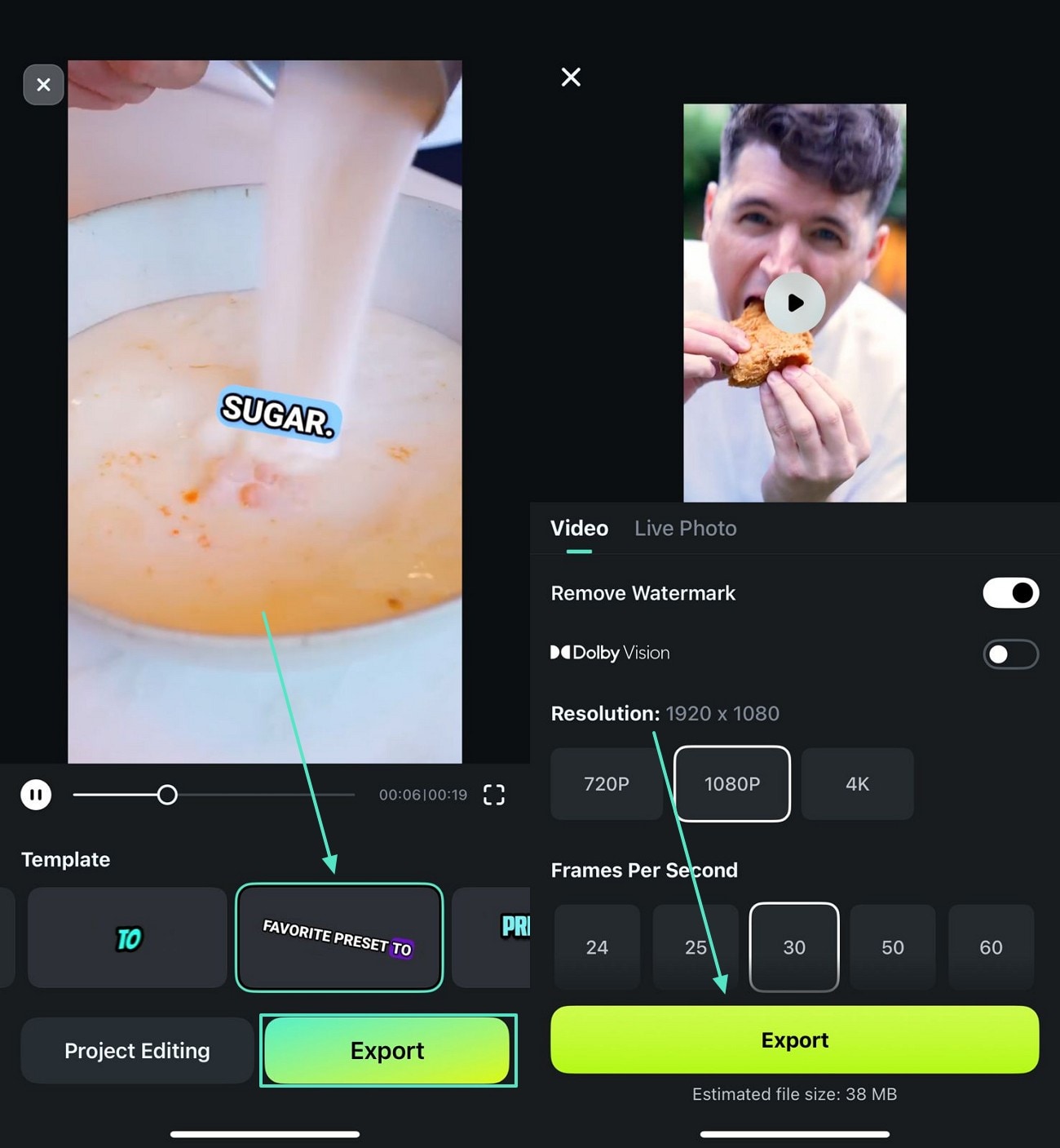 customize and export filmora app