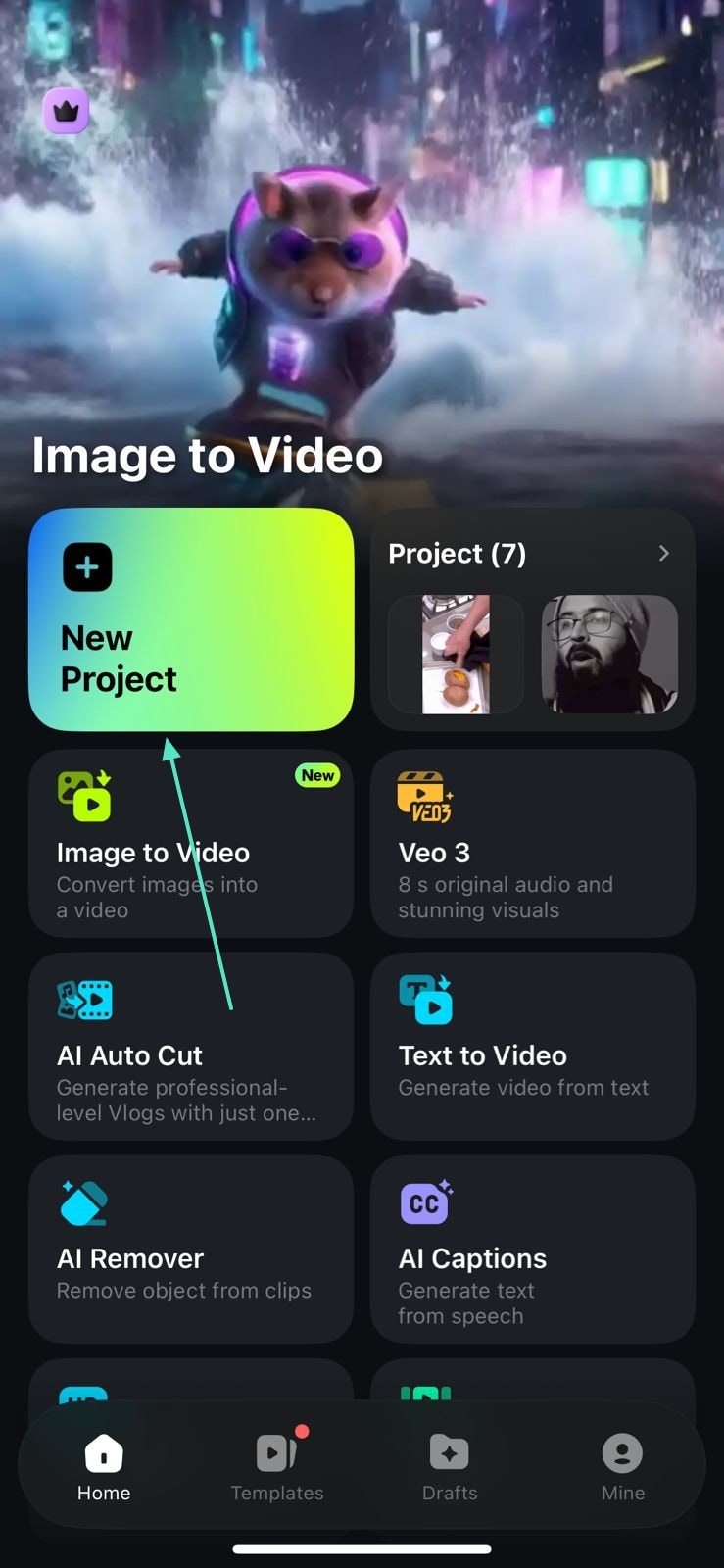 new project filmora app