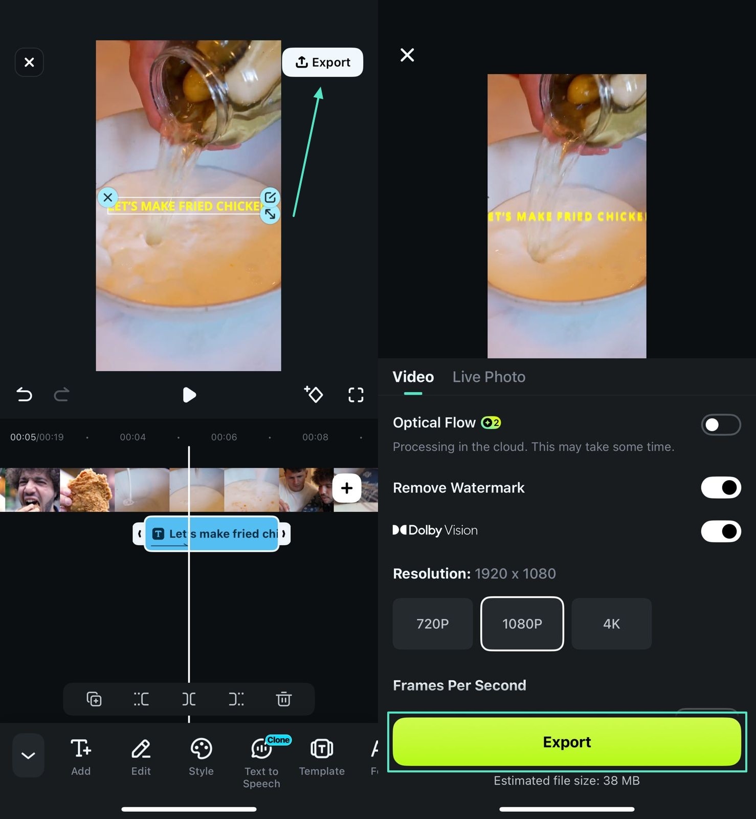 export the project filmora app