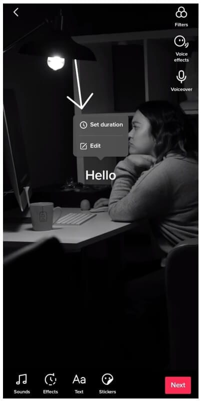 set text duraiton tiktok video