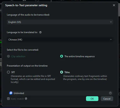 customize stt features in filmora