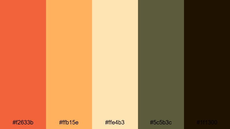 seventies orange bloom orange red color palette with hex codes