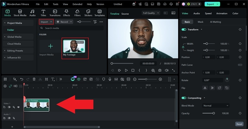import video to filmora timeline