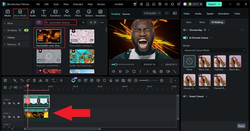 add psychedelic footage to background