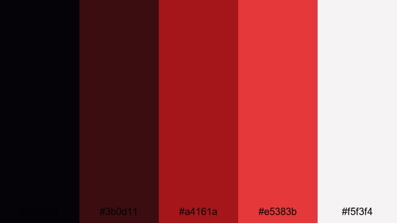 shadow theater reds black color palette with hex codes