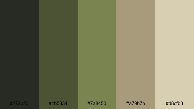 shadowed alleyway dark olive green color palette with hex codes