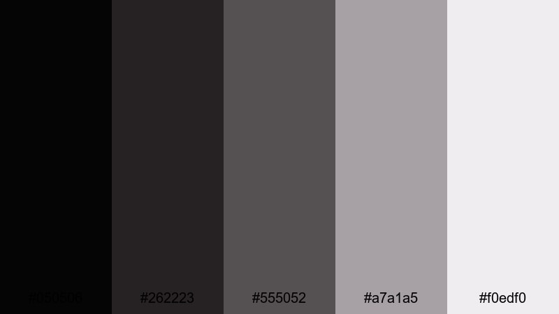 shadowed award night black silver color palette with hex codes